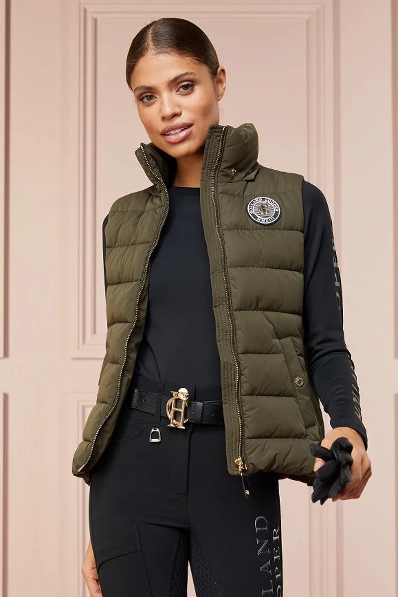 Holland Cooper Logan Gilet Ladies in Khaki-1